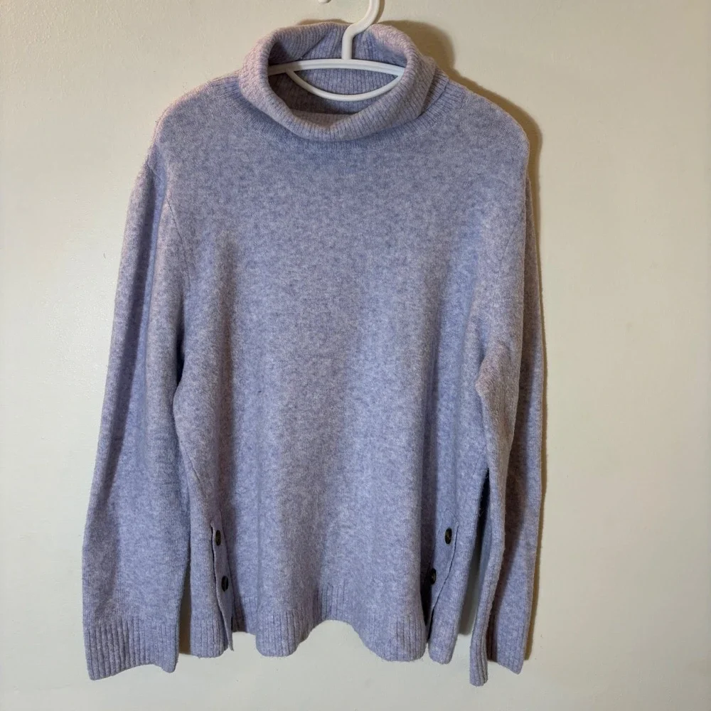 J. Crew Button Turtleneck Sweater in Extra-Soft Yarn Wool Blend Size Medium